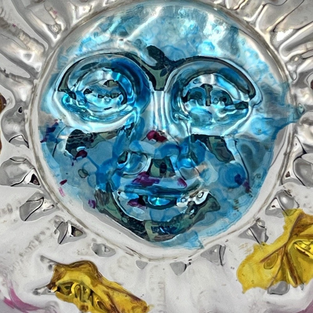 VTG Mercury Glass West German Double Sided Moon Sun Ornament Hand Painted - Picture 4 of 7